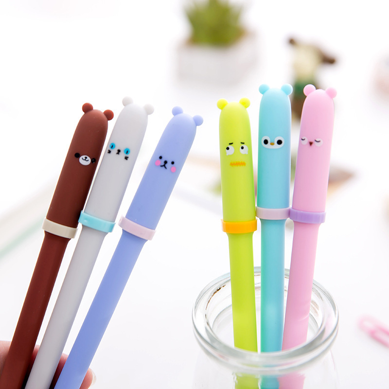 4 Pcs/lot Gel pen Neutral pen Cute Bear Black lnk pens Writting School Office stationery Lovely Students supplies Kawaii Gifts