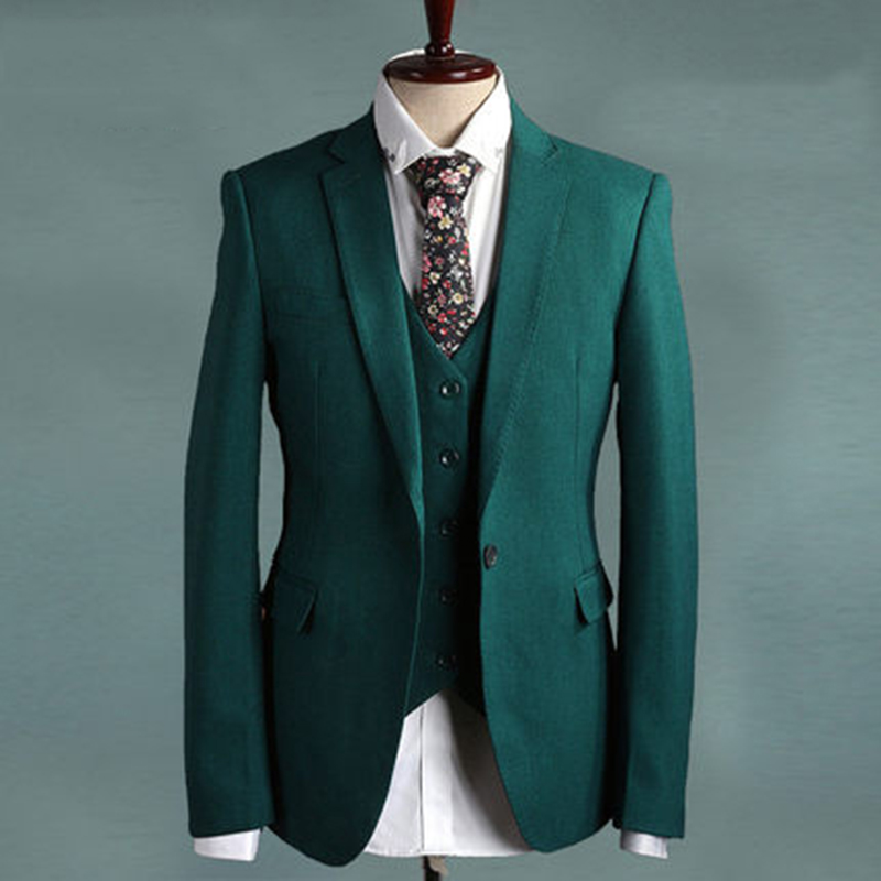 NEW Green Men's Formal Suits Groomsmen Tuxedos Slim Fit 38 40 42 44 46 48+Custom Three Pieces Top Quality Prom Suit Formal Occasion