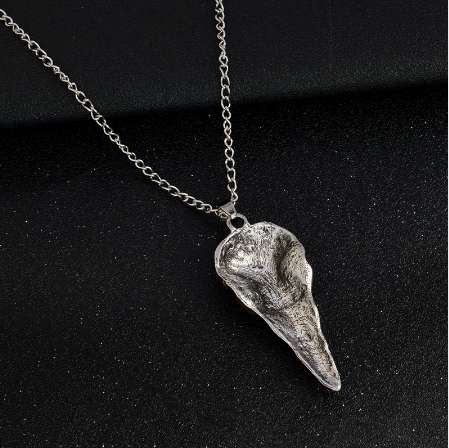 QIHE JEWELRY Pendant necklace Raven skull Bird skull pendant necklace bronze ancient silver viking jewelry Necklace for men