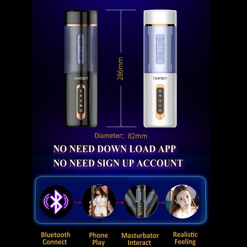 OMYSKY Intelligent Male Masturbator Sex Toys For Men Bluetooth Interact With Phone Real Vagina Pussy Handsfree Adult Sex Product S18101709