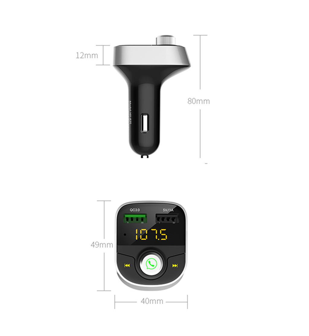 Multifunctional Bluetooth Car Adaptor - FM Transmitter, Hands-Free Call Support, and Rapid Charge USB Interface