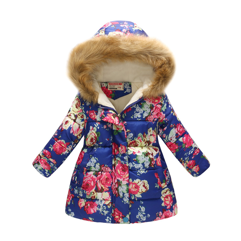 New children's plush hooded fashion retro leopard print girl down jacket snowsuit boy winter jacket warm children's clothing