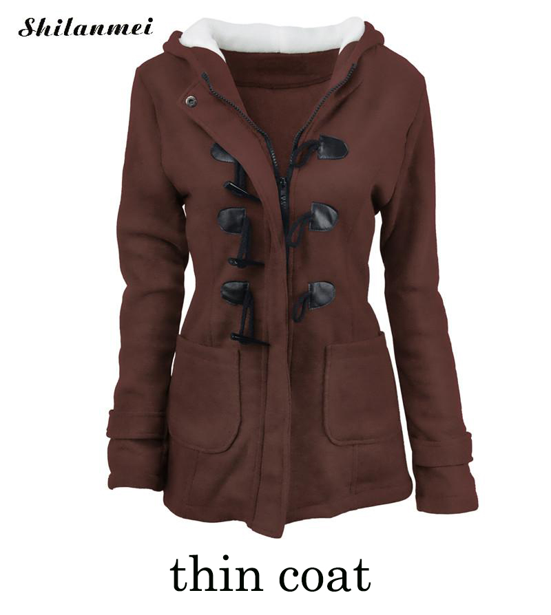 Wholesale-Horn button Jacket coat Winter Autumn women slim plus size warm Medium long hooded OverCoat 6XL 5XL 6 colors jacket for women