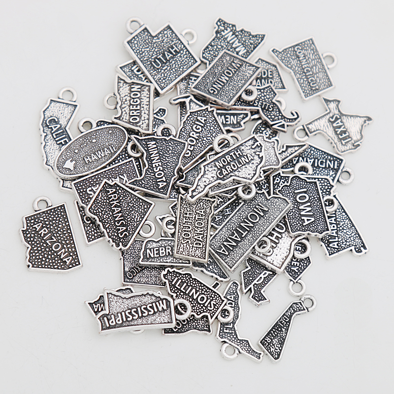 Wholesale America States Of Map Charms Mixed Design Alloy Antique Silver Color DIY Charms 1pc each state
Wholesale America States Of Map Charms Mixed Design Alloy Antique Silver Color DIY Charms 1pc each state