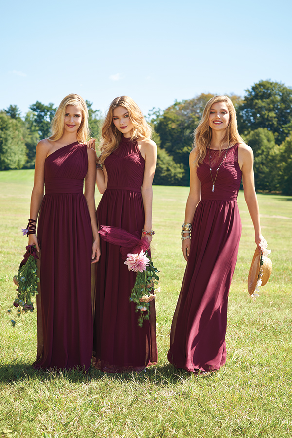 Burgundy Long Lace Chiffon Bridesmaid Dresses Mismatched Popular Custom Short Bridesmaid Dress For Wedding Guest