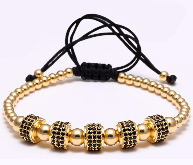 Zirconia Stoppers Bracelets 4mm beads color & 8mm Micro inlay zircon Braided Macrame For Men Women