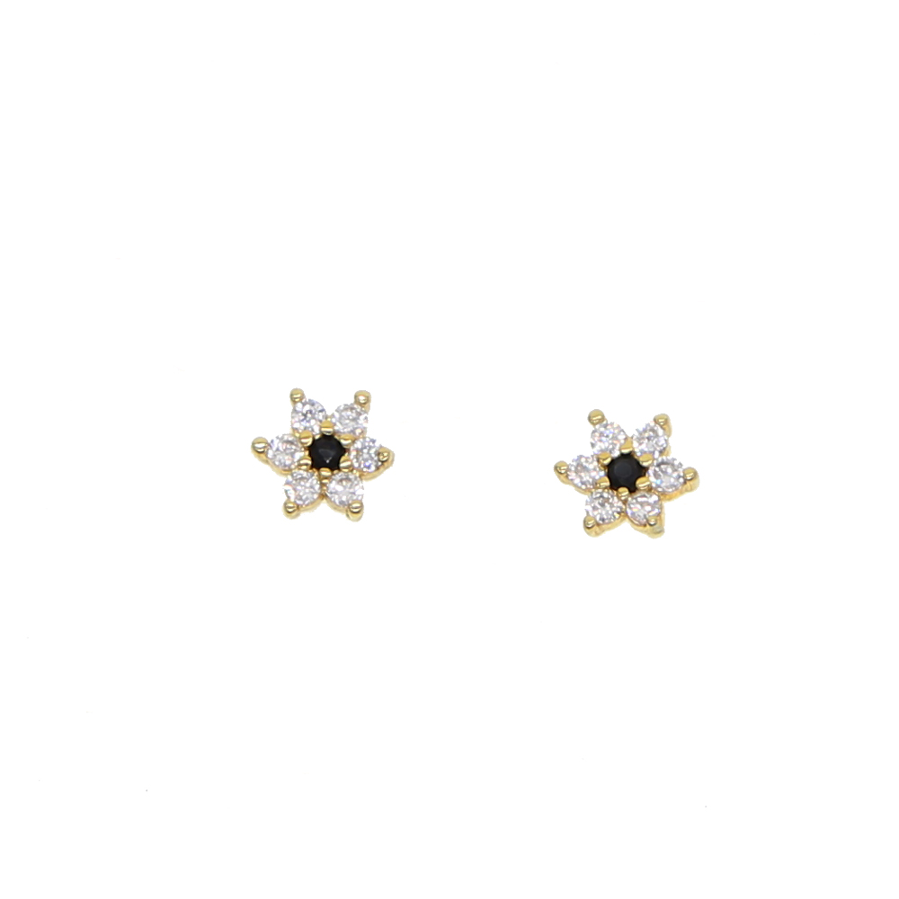 Wholesale cute lovely girl earring factory wholesale promotion jewelry 5mm tiny cz flower white black cz minimal adorable tiny stud for girl