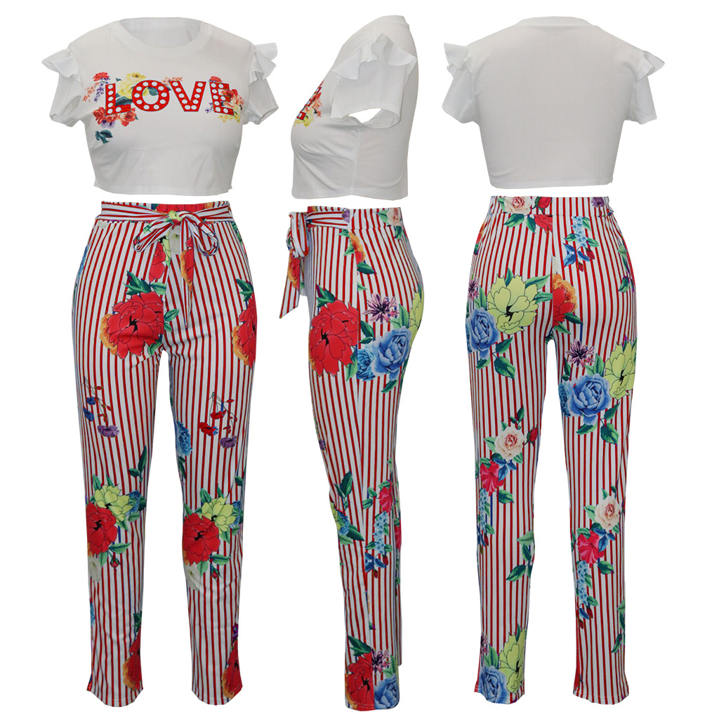 Striped 2-Piece Jumpsuit & Skinny Pants Set - Summer Vibes B1