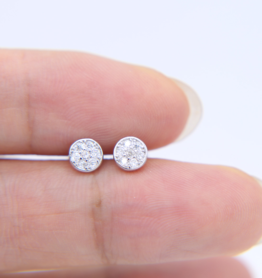 delicate minimal 925 sterling silver earring stud for girl micro pave cz tiny 4-5mm geometric round square multi piercing earrings