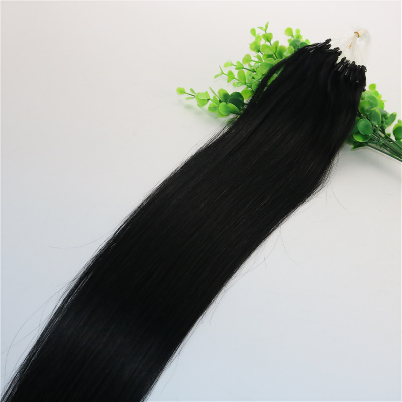 Natural Color Black Straight Hair 9A Brazilian Hair Extensions 14inch-26inch 100Strands 100gram Loop Micro Ring Human Hair Extensions