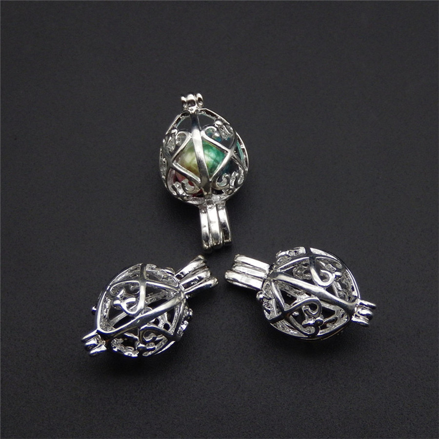 Pearl cage necklace pendant, essential oil diffuser, the flower vine provides silver-plated 8pc, plus your own pearl makes it more attractiv