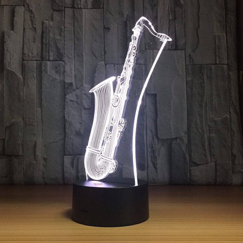 2018 New LED Night Light Saxophone USB 3D Lamp 7 Colors Touch Sensor 3D Bedroom Lights Atmosphere Decoration Gift