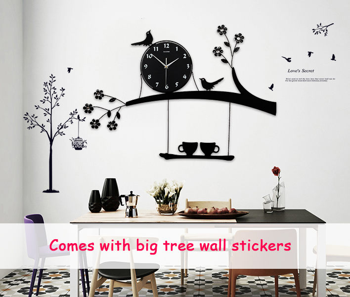 Digital Wall Clocks Modern Design Kitchen Large Clock Wall Watch Living Room Decoration Farmhouse Large Clock With Stickers