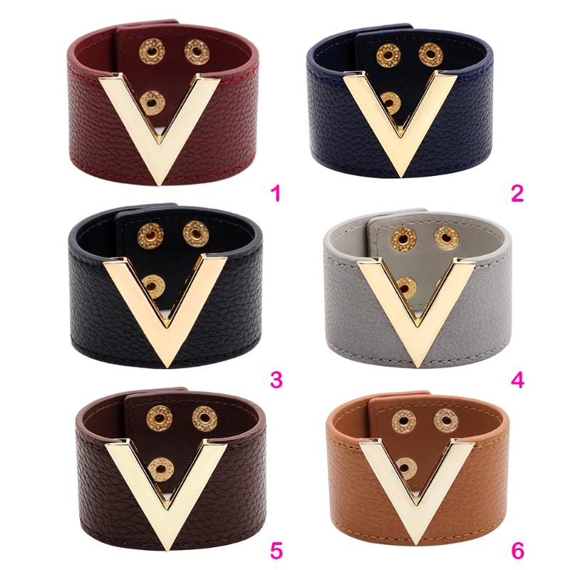 Fashion Leather Bracelet Unisex Jewelry Hand Chain Simple All-Match OL V Word Alloy Wide Leather Bracelet Bangle New Hand Jewelry
Fashion Leather Bracelet Unisex Jewelry Hand Chain Simple All-Match OL V Word Alloy Wide Leather Bracelet Bangle New Hand Jewelry