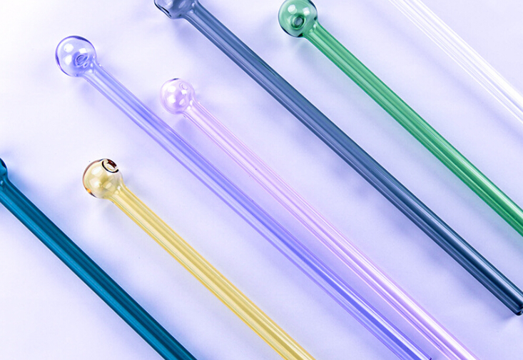 Round Head Glass Straw Creative Colorful Glass Straws Reusable Milk Drinking Straws Bar Party Supplies Wholesale