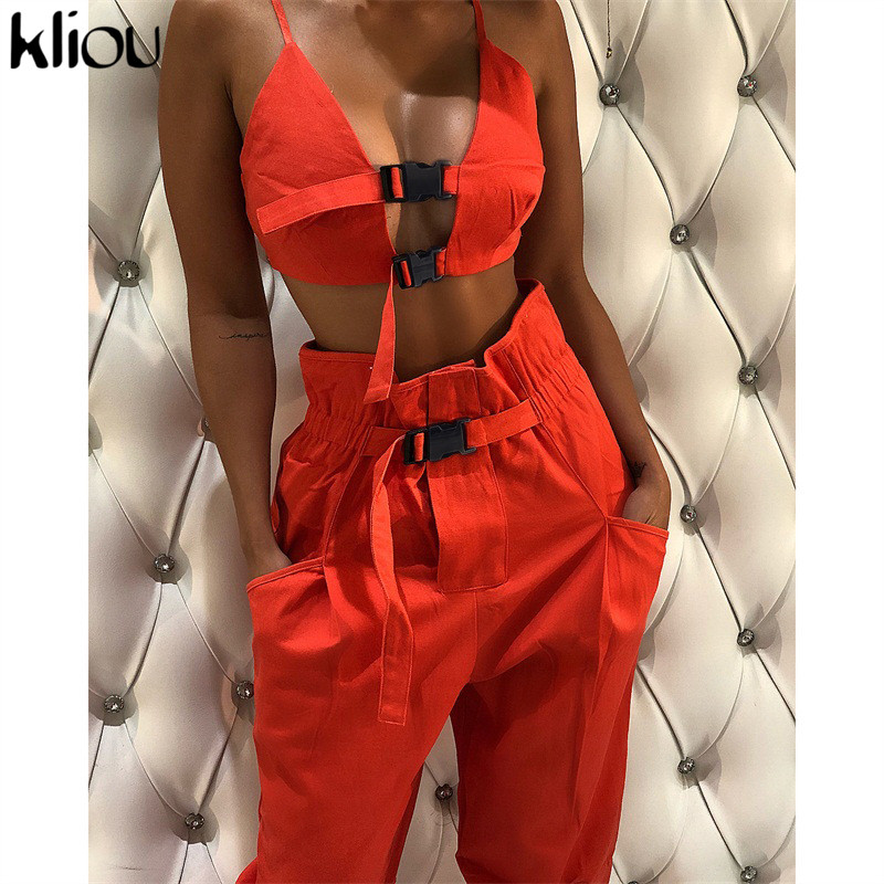 Kliou sexy crop top strap button women two pieces sets 2018 new arrival solid female casual pants button pockets tanksuits, Gray
Kliou sexy crop top strap button women two pieces sets 2018 new arrival solid female casual pants button pockets tanksuits, Gray