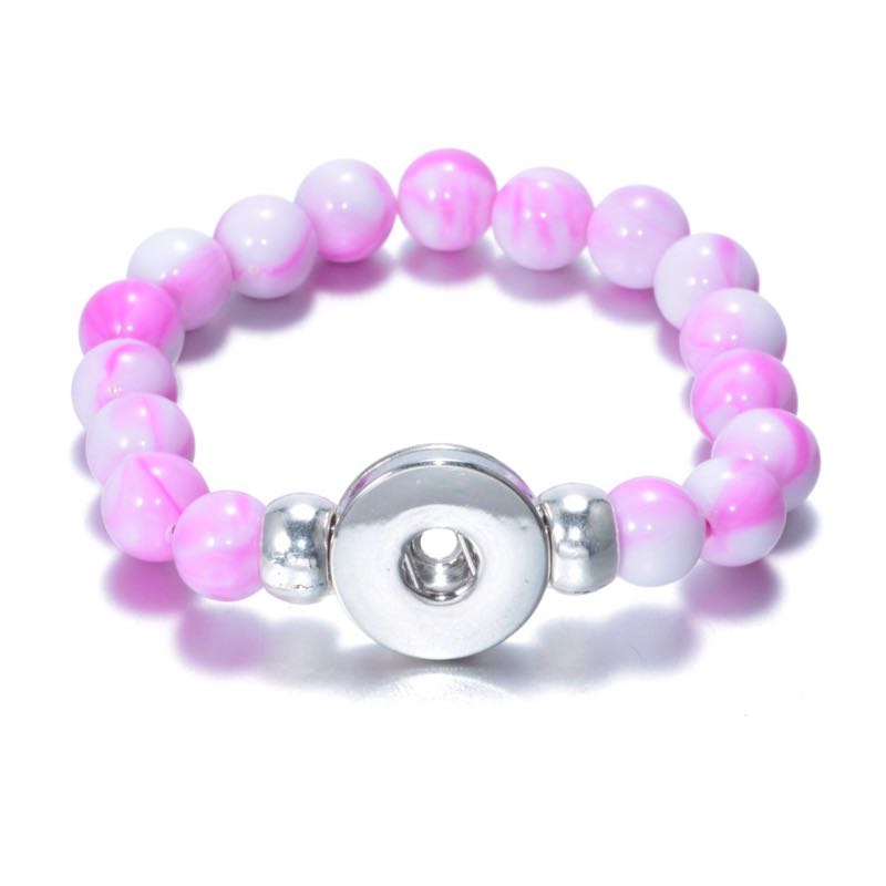 Fashion Noosa Rivca Snaps Button Resin Bead Bracelets Charm Fit 18mm Snap Buttons 8 Colors Elastic Strand Beads Bracelet