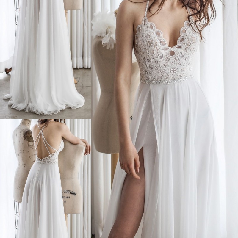 Asaf Dadush 2018 Beach Split Wedding Dresses Sexy Lace Appliqued Chiffon Boho Bridal Gowns Beads Plus Size Wedding Dress, Silver
Asaf Dadush 2018 Beach Split Wedding Dresses Sexy Lace Appliqued Chiffon Boho Bridal Gowns Beads Plus Size Wedding Dress, Silver