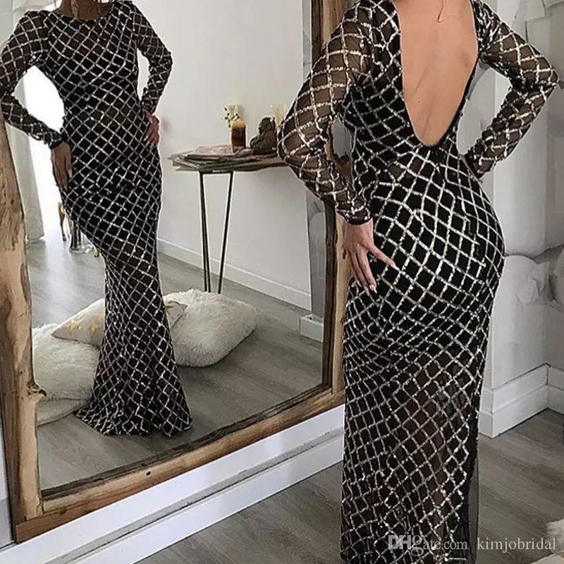 Sexy Arabic Black Sequined Prom Dresses Jewel Neckline Long Sleeve Mermaid Evening Dresses Floor Length Backless Party Dress, Same as picture
Sexy Arabic Black Sequined Prom Dresses Jewel Neckline Long Sleeve Mermaid Evening Dresses Floor Length Backless Party Dress, Same as picture