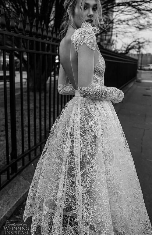 inbal dror fall wedding dress sexy v neck full lace long sleeves backless knee length bridal gowns designer wedding dresses custom made