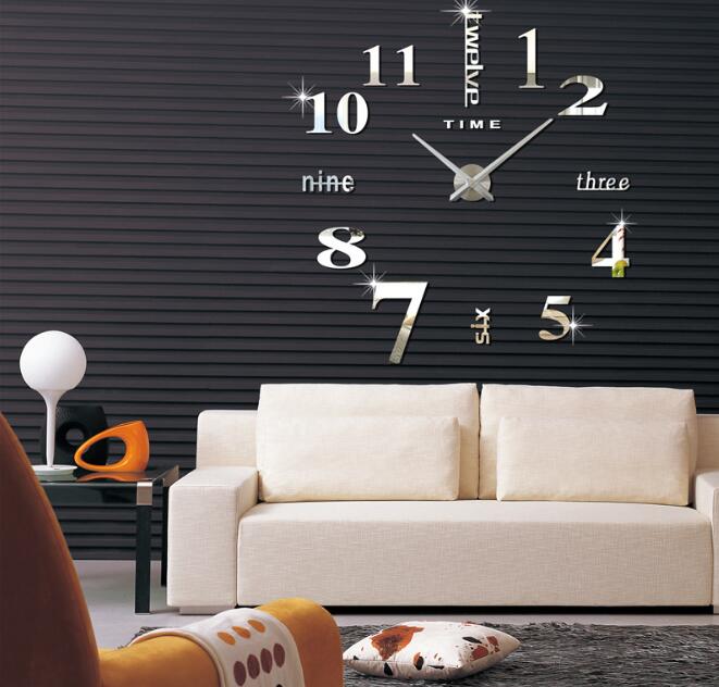 Acrylic DIY Wall Clock Self Adhesive Interior Wall Creative Decoration Clock Decal Modern Wall Digit Room