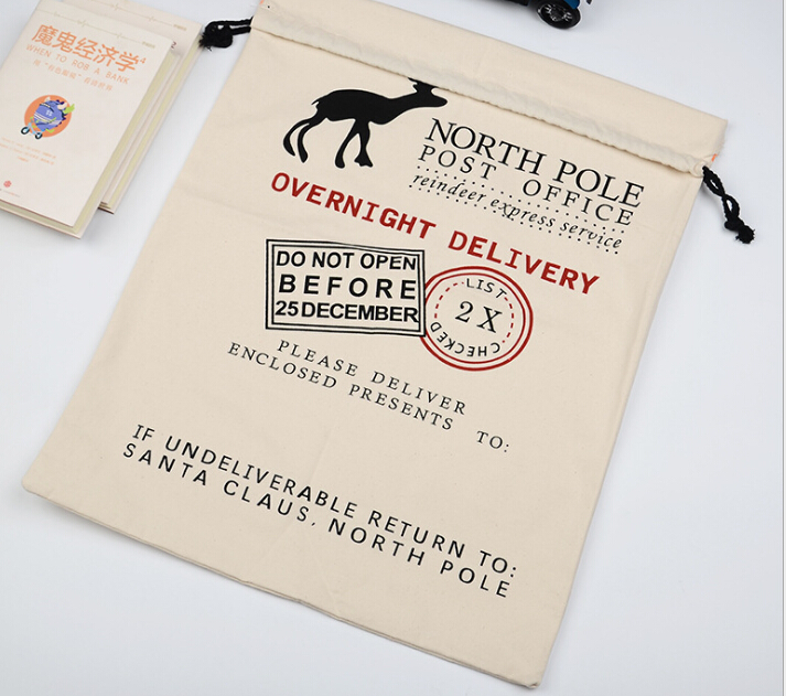 Christmas Gift Bags New Year Christmas Candy Bag Santa Claus Drawstring Canvas Sack Tableware Rustic Vintage Stockings