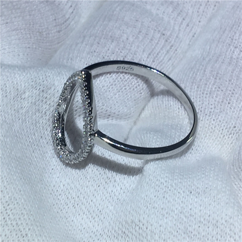 Vecalon Pear cut Jewelry Real Soild 925 Sterling Silver ring 5A Zircon Cz Engagement wedding Band rings for women Bridal Gift