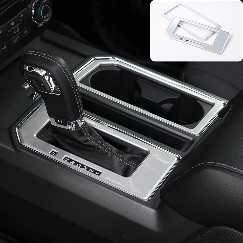 ABS Car Gear Panel Cup Holder Kit Decorative Trim For Ford F150 2016+ Auto Interior Accessories