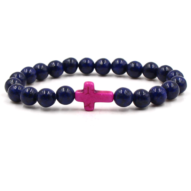 Cross Bracelets Mens Women Yoga Chakra Beads Charms Bracelet Reiki Healing Meditation Energy Bangle Lapis Lazuli Natural Stone Bracelet