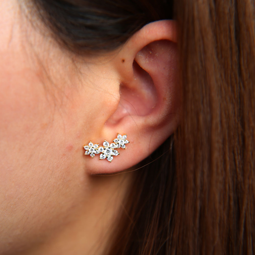 Sterg Sier Rhodium Gold wer Earrings: Dainty Delicate Elegance for Women & Girls