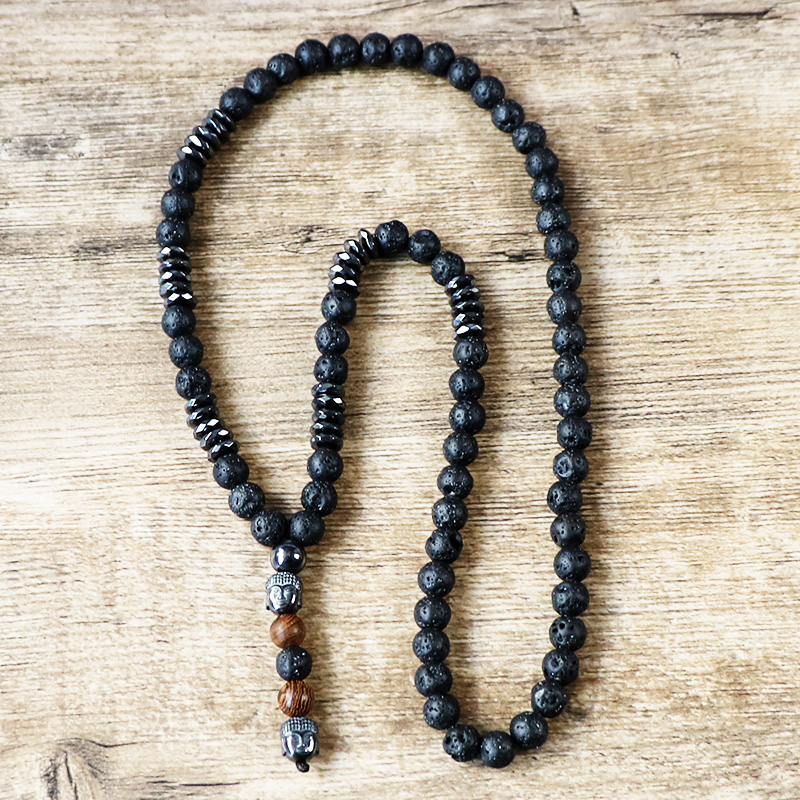 Unisex Vintage Jewelry Wood Beads Black Lava Mala Stone with Black Men's Hematite Buddha Pendant Rosary Necklace
Unisex Vintage Jewelry Wood Beads Black Lava Mala Stone with Black Men's Hematite Buddha Pendant Rosary Necklace