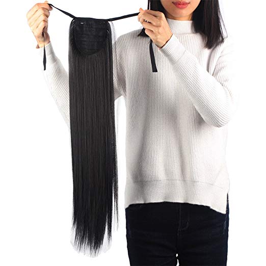 Free shipping 100% Natural Brazilian Remy hair Ponytail Horsetail Clips in/on Human Extension Straight Hair 100g