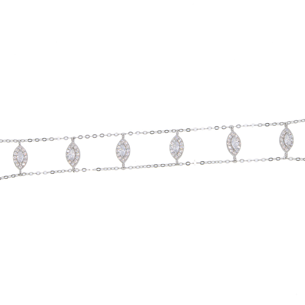 wedding engagment diamond choker necklace double chain chocker 925 sterling silver marquise cz gorgeous luxury jewelry