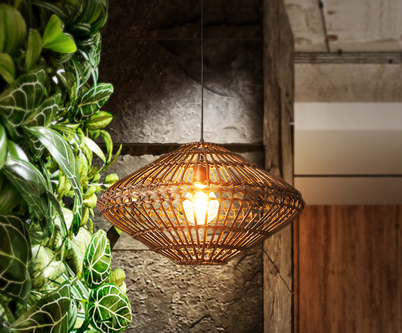 Southeastern Vine Pendant Lamps Vintage Thailand Rattan Pendant Lights Fixture Home Indoor Lighting Restaurant Restaurant Tea Room Cane Lamp