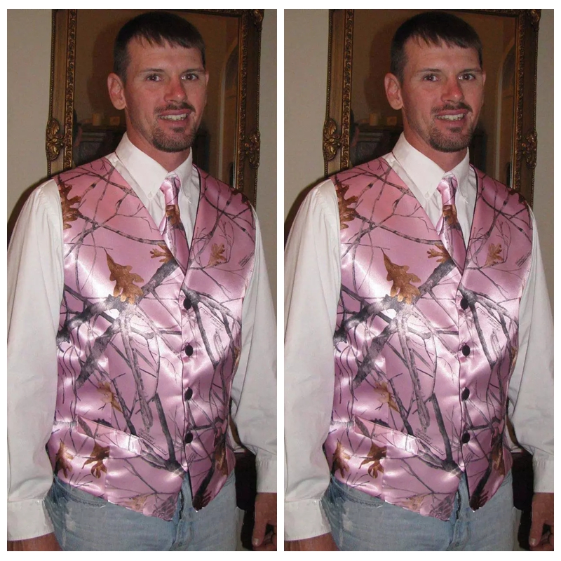 2019 New Pink Camo Men Vests With Tie Camouflage Groom Groomsman Vest Cheap Satin Custom Formal Wedding Vests Country Groom Vests, Same as photos
2019 New Pink Camo Men Vests With Tie Camouflage Groom Groomsman Vest Cheap Satin Custom Formal Wedding Vests Country Groom Vests, Same as photos