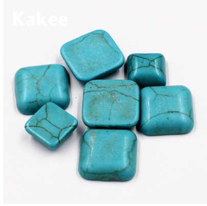 Kakee Square Charms Flat back Natural Gem Stone Rings Cabochon Turquoises Beads for Jewelry Making DIY Handmade Accessories