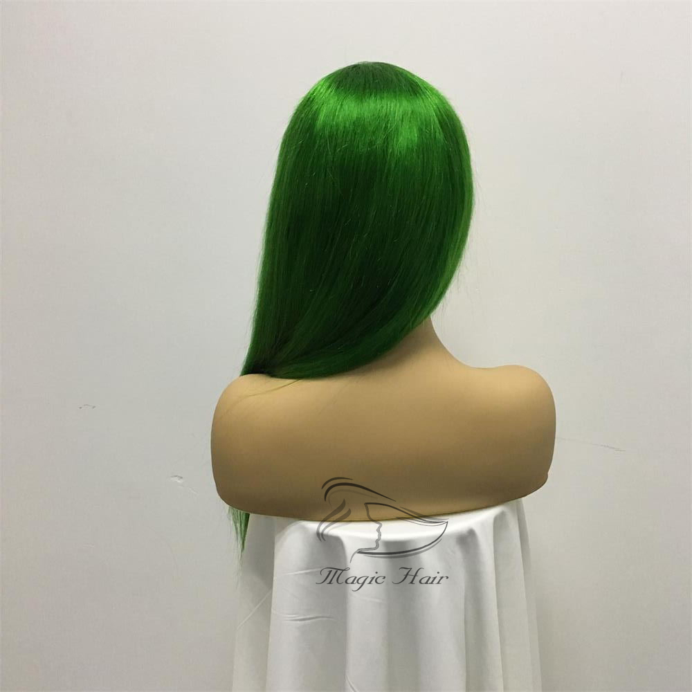 Green color Full Lace Human Hair Wigs Silky Straight Brazilian Virgin Human Hair 150 Density Lace Front wig With Baby Hair Glueless