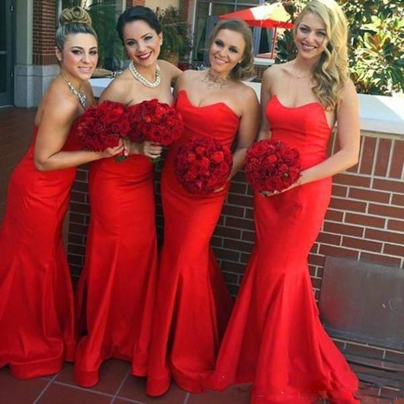 2018 Simple Red Stain Bridemaid Dresses With Sexy Sweetheart Mermaid Wedding Guest Gowns Plus Size Maid Of Honor Gowns
2018 Simple Red Stain Bridemaid Dresses With Sexy Sweetheart Mermaid Wedding Guest Gowns Plus Size Maid Of Honor Gowns