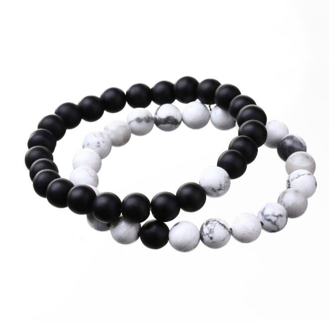 JLN Onyx White Howlite Couple Bracelet Matte Natural Stone Bracelets Set For Lovers Jewelry
JLN Onyx White Howlite Couple Bracelet Matte Natural Stone Bracelets Set For Lovers Jewelry