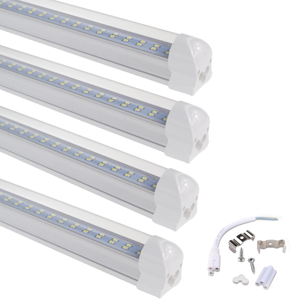 LED Tube Light, 8FT 90W Double Side Integrated Bulb Lamp Plug and Play 3000K 4000k 6000K Clear Milky Cover 25pcs CNSUNWAY LIGHTING V Shaped Garage Cei