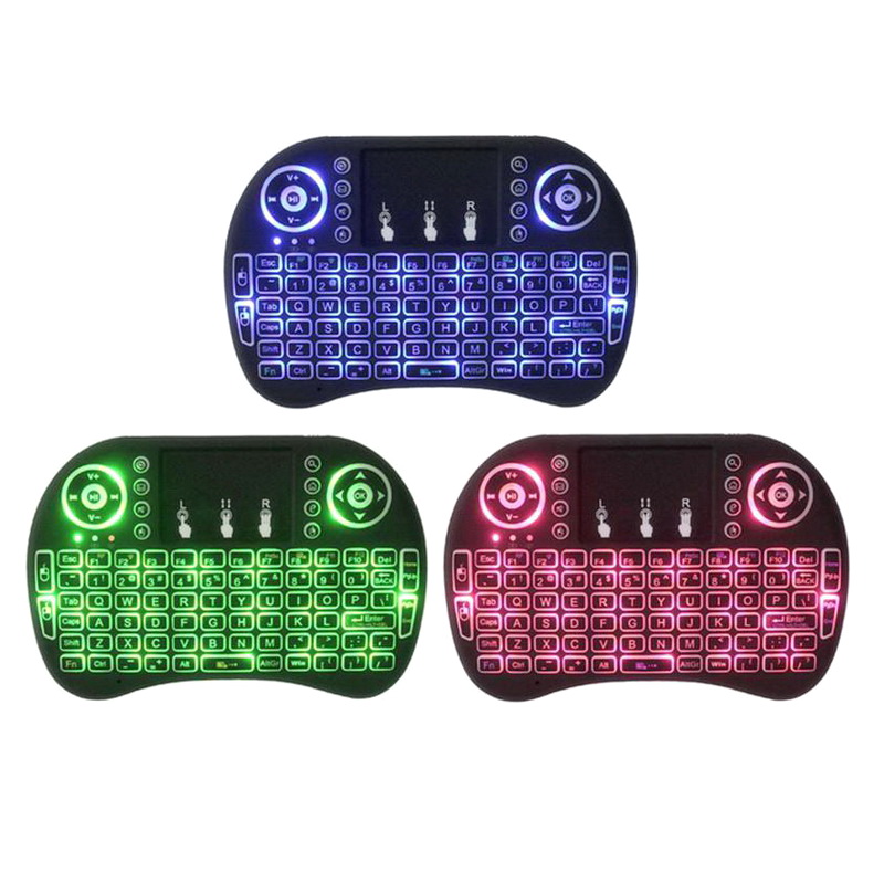 i8 Keyboard Backlit 2.4G Remote Controlers Wireless Fly Air Mouse Rechargeable With Backlight Touchpad For MXQ pro X96 TV Box