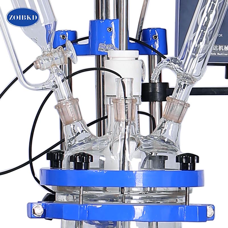 ZOIBKD Lab Supplies Double Layer Jacketed Glass Reactor S-2L GG17 High Borosilicate Continuous Stirred Tank Jacketed
