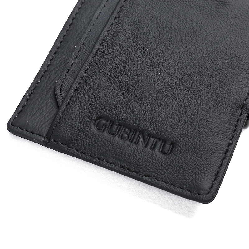 high quality fashion short ultra thin anti theft rfid magnet money clip designer top grain cowhide genuine leather men wallets