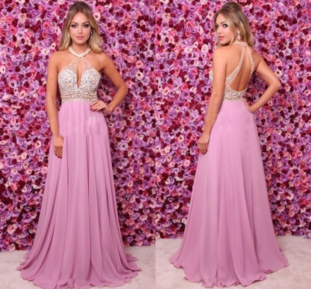 2018 Pink Halter Chiffon Long Prom Dresses Crystal Beading Floor Length Backless Prom Dresses Party Dresses, White
2018 Pink Halter Chiffon Long Prom Dresses Crystal Beading Floor Length Backless Prom Dresses Party Dresses, White