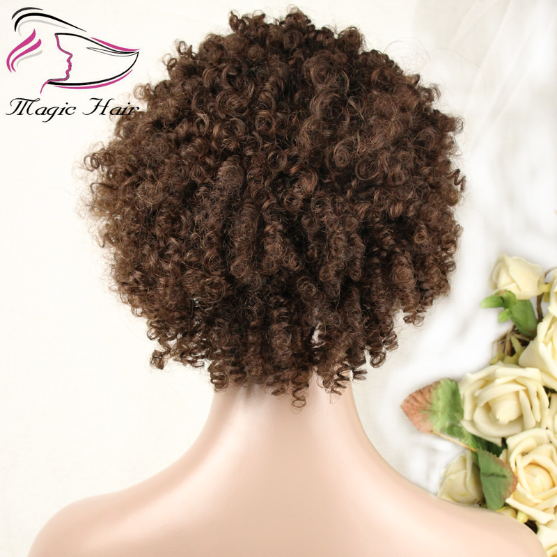 Evermagic hair afro kinky curly wig Brazilian remy wigs for women black natural afro hair human hair wigs color 4# free shipping