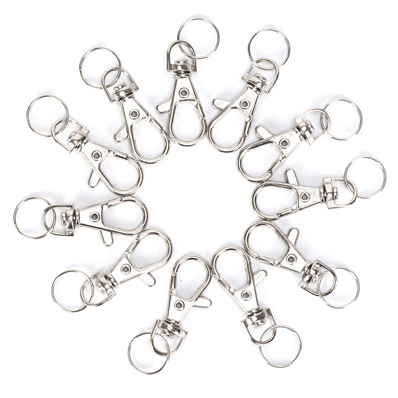 10pcslot Silver Metal Classic Key Chain DIY Bag Jewelry Ring Swivel Lobster Clasp Clips Key Hooks Keychain Split Ring Wholeales