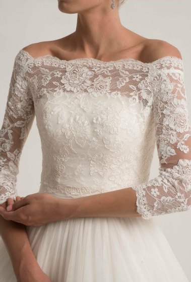 Lace Wedding Jacket For Strapless Wedding Dresses Elegant Long Sleeve Bridal Lace Jackets White Wedding Accessories Applique Ivory Bolero
