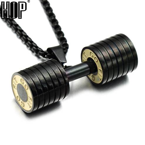 HIP Men Gold Color Titanium Stainless Steel GO FIT Dumbbell Gym Fitness Barbell Pendant Necklaces For Men Sport Jewelry
HIP Men Gold Color Titanium Stainless Steel GO FIT Dumbbell Gym Fitness Barbell Pendant Necklaces For Men Sport Jewelry