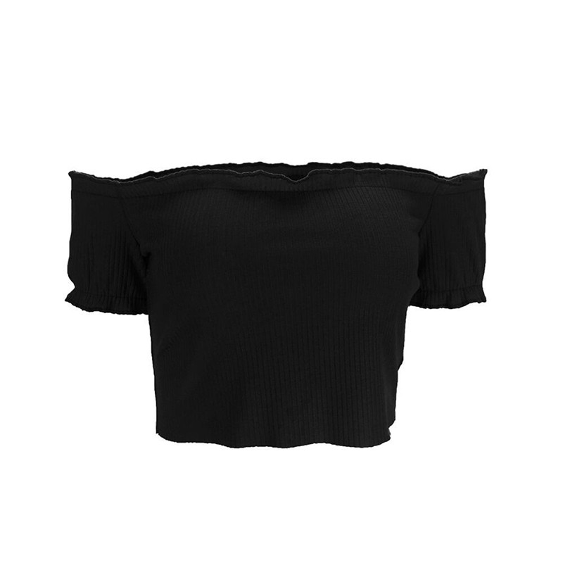 Sexy Off Shoulder T Shirt Women Crop Tops 2018 Summer Long Sleeve White Slim Nightclub Cropped Top Tees