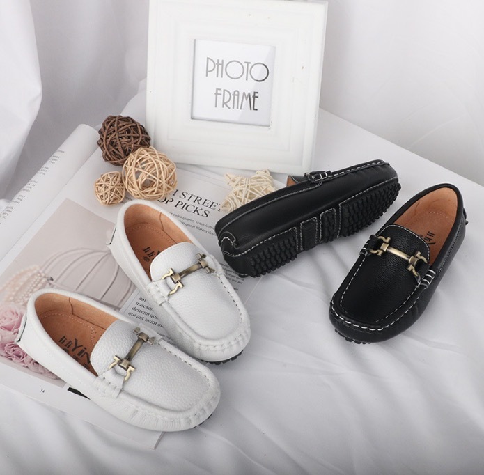 2018 Spring Autumn Kids Shoes Boys Genuine Leather Shoes White Black Boys Shoes For Wedding Toddler Boys Loafers Casual Sneakers